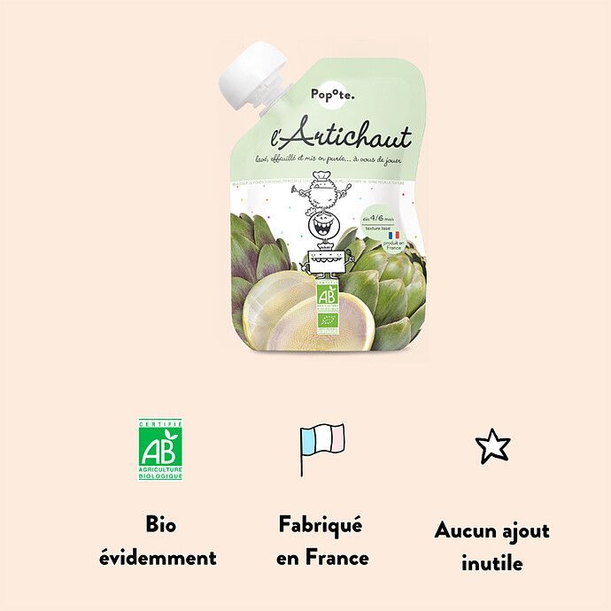 Gourde Repas Bio Artichaut - 120 g (Popote) - Image 4
