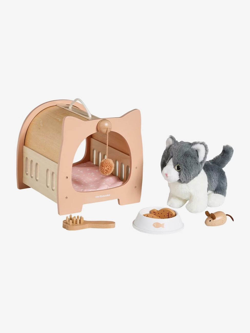 Set animal de compagnie Chat + accessoires en bois FSC® bois (Vertbaudet) - Couverture
