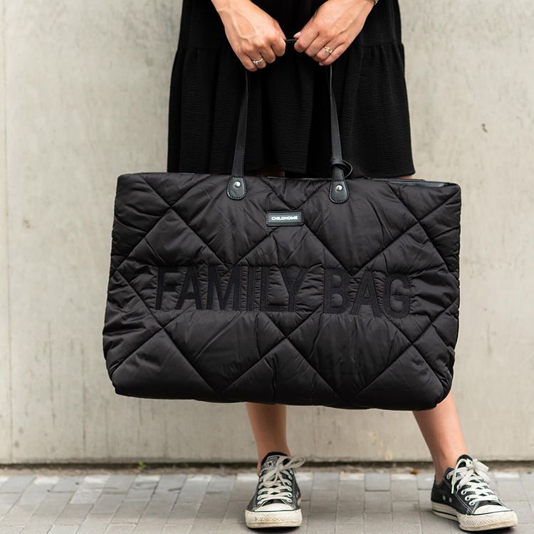 Sac à langer à anses Family bag matelassé noir (Childhome) - Image 1
