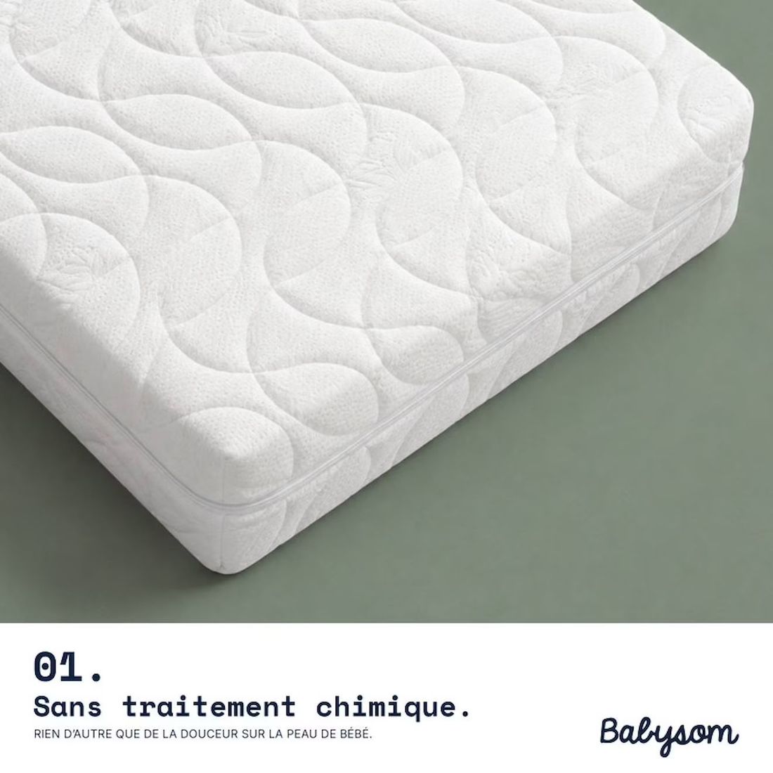 Matelas Bébé Bamboo Déhoussable Blanc (babysom) - Image 1