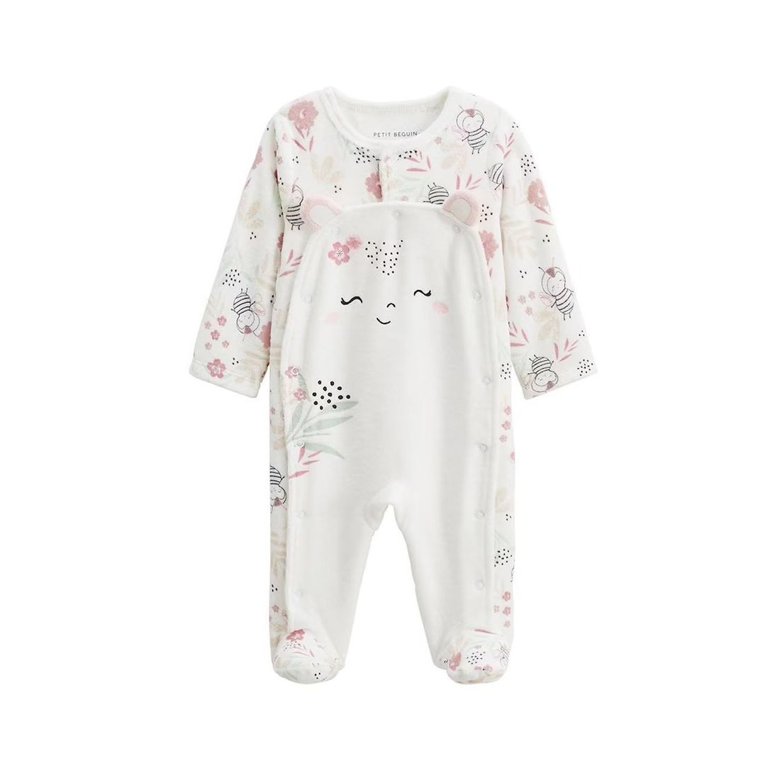 Pyjama Bébé En Velours Ouverture Pont Mya Ecru (Petit Beguin) - Image 1