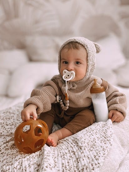 Lot de 2 biberons en verre et caout (Hevea) - Couverture