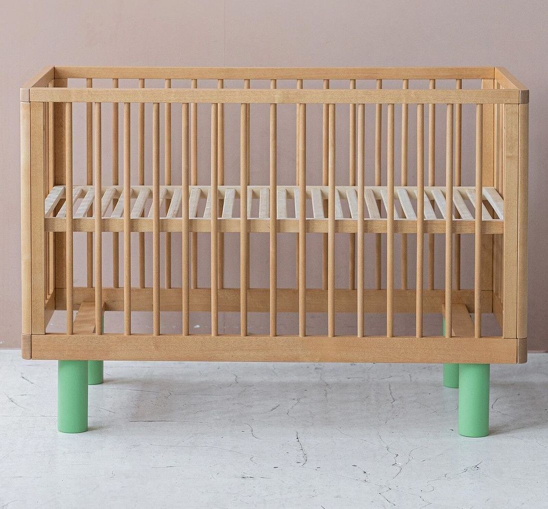 Lit Bébé Evolutif Nox Bois Naturel et Vert - 60 x 120 cm (Karl & Fric) - Couverture