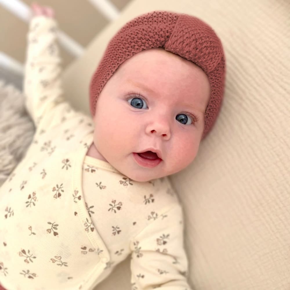 Bonnet naissance respirant, turban bébé, coton cuivre 6-12 m. Lot de 2 (Nordic Coast) - Couverture