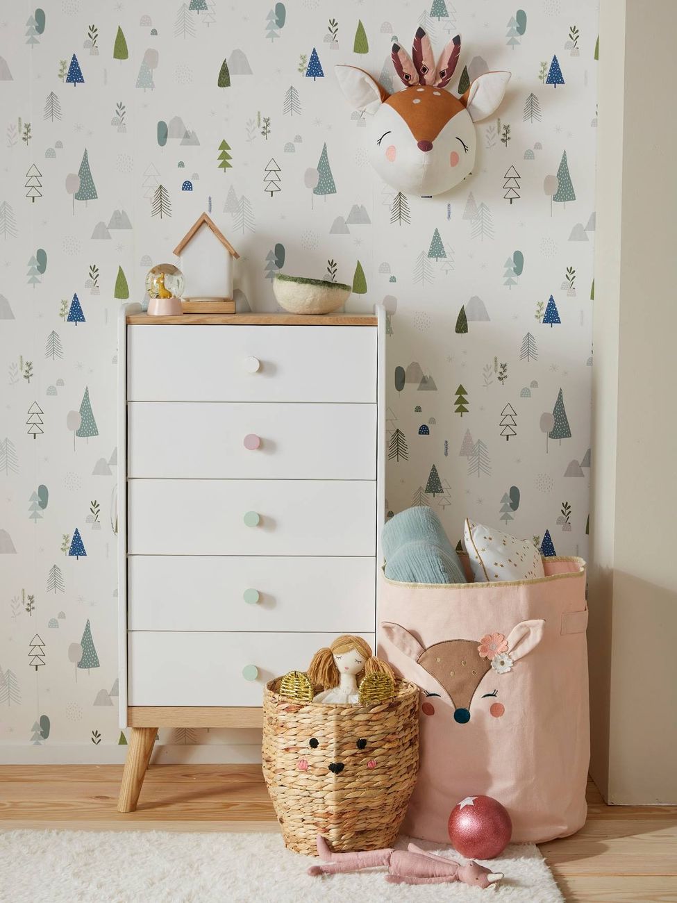 Commode semainier avec poignées personnalisables CONFETTI blanc (Vertbaudet) - Couverture