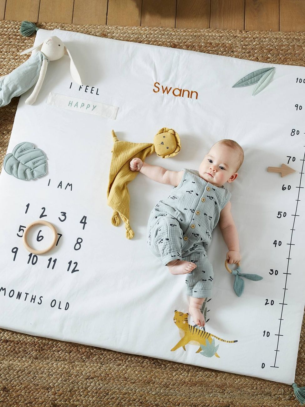 Tapis photo bébé personnalisable HANOÏ écru / multicolore (Vertbaudet) - Couverture