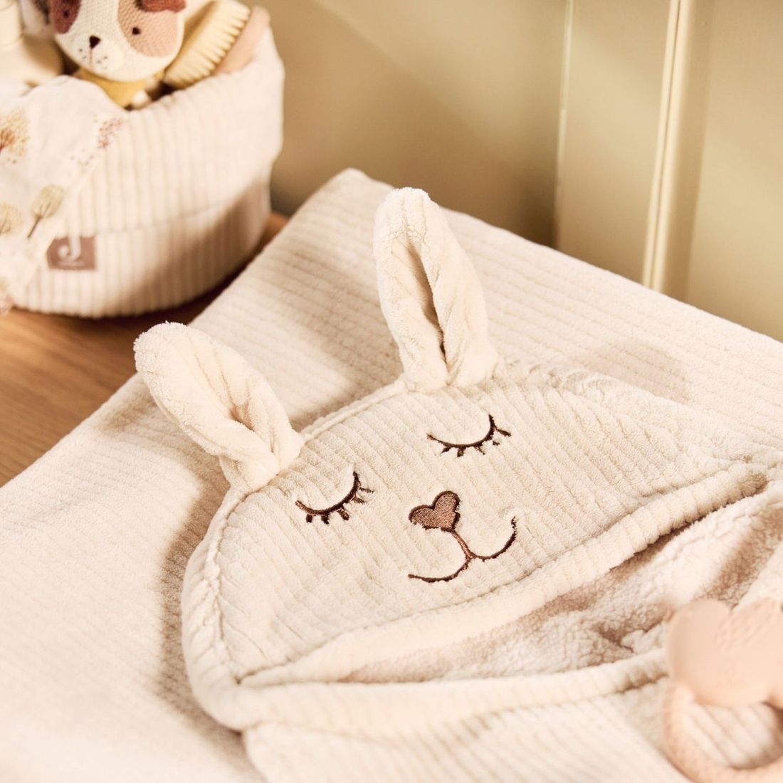 Couverture nomade Bunny Cloudy Rib Oatmeal (Jollein) - Couverture
