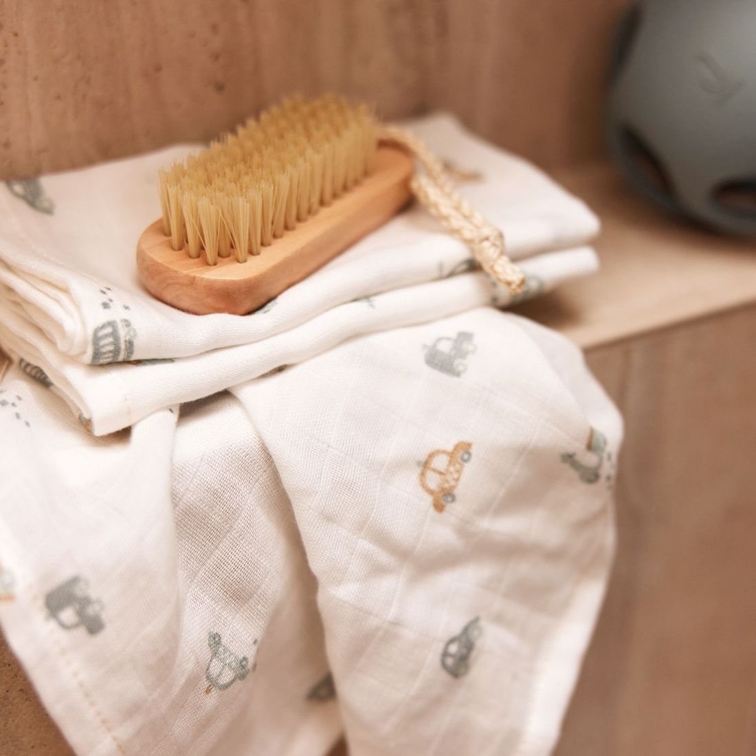 Lot de 3 gants de toilette en gaze de coton On the Go (Jollein) - Couverture