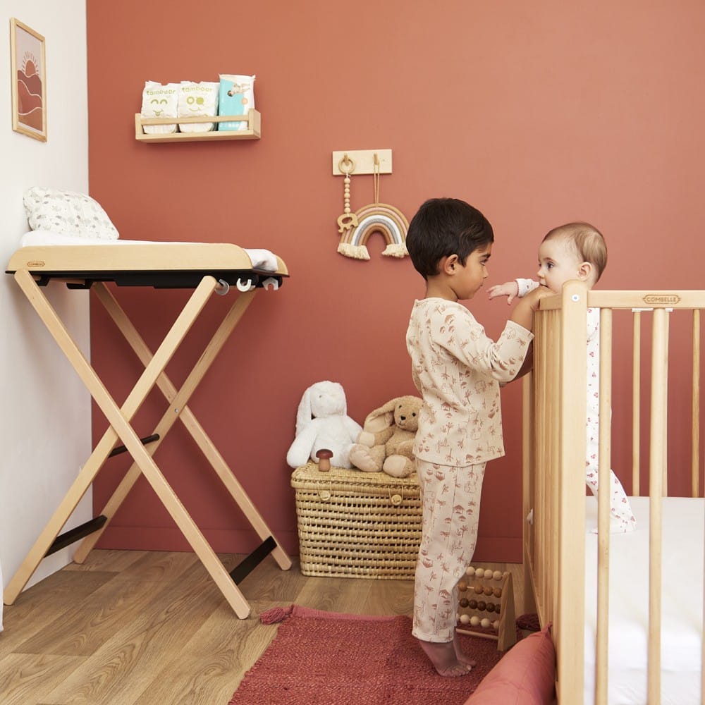 Table à langer pliante Jade bois massif hybride anthracite (Combelle) - Couverture