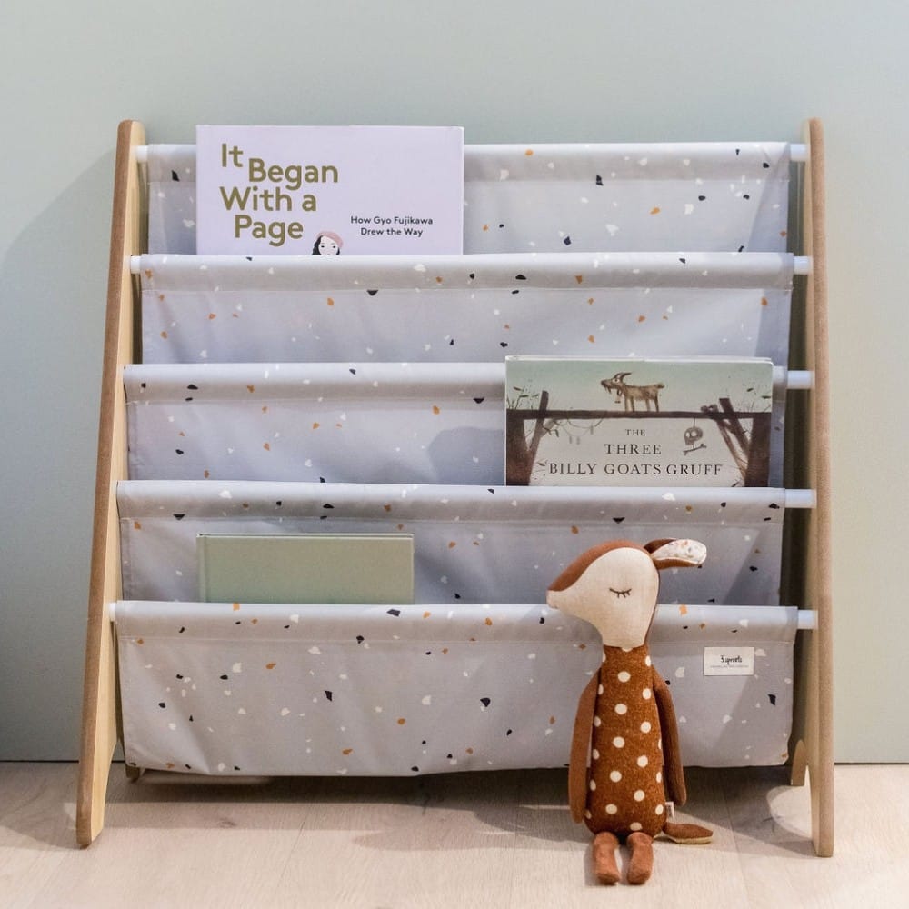 Bibliothèque en tissu recyclé Terrazzo gris clair (3 sprouts) - Couverture