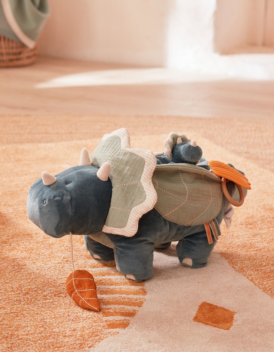 Peluche d'activités Ops en Veloudoux et mousseline de coton BIO, bleu (Noukie's) - Couverture
