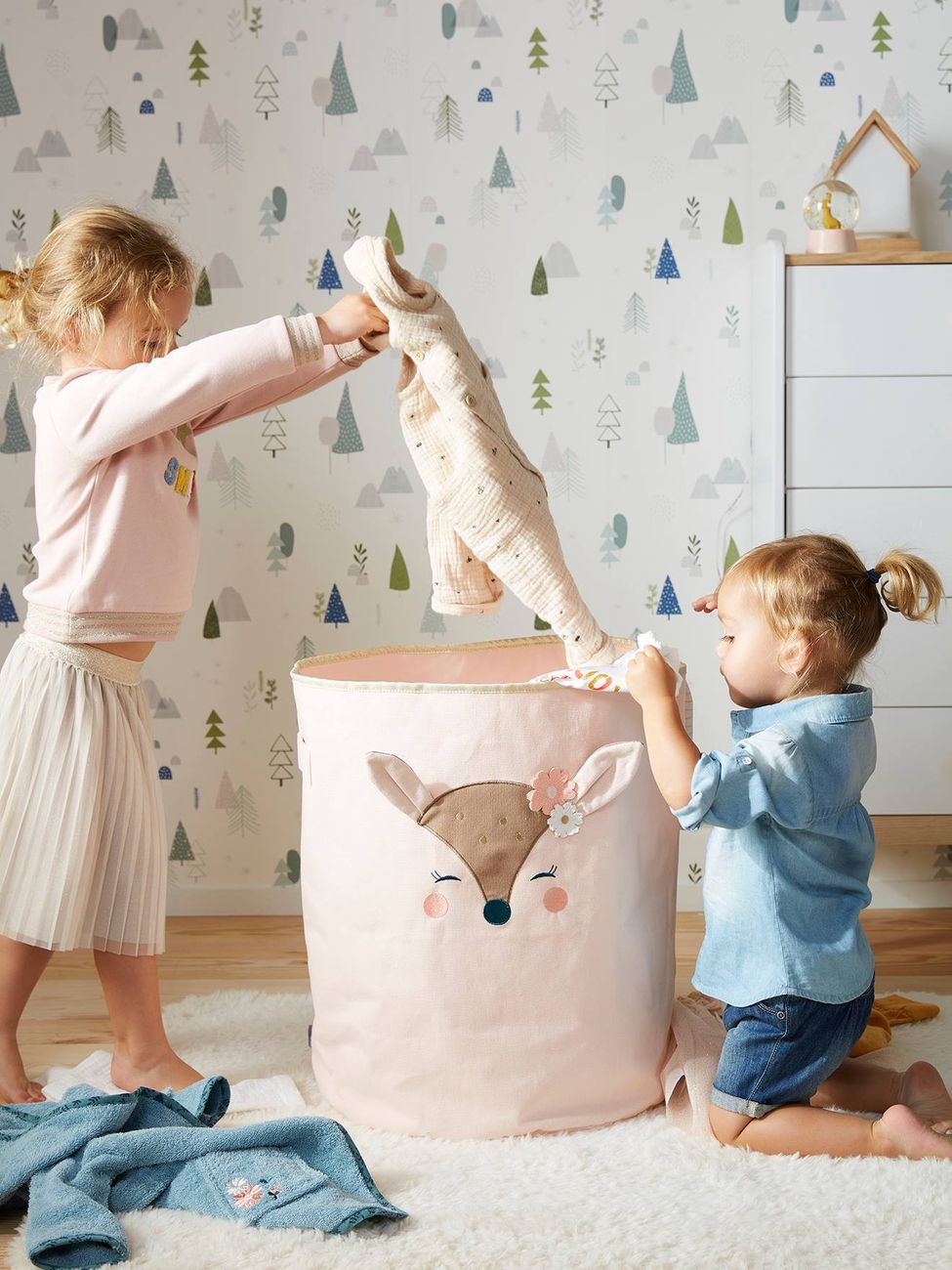 Panier de rangement XL Biche rose (Vertbaudet) - Couverture