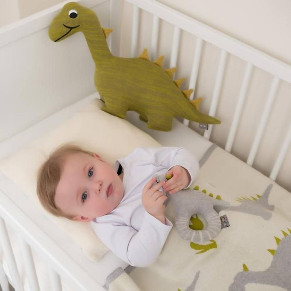 Hochet bébé coton tricoté dinosaure (Sevira Kids) - Couverture