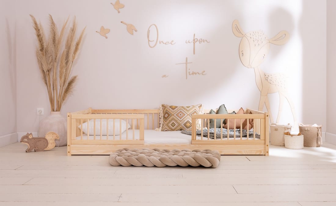 - Lit Brasilia Premium Au Sol 90x190cm - Bois Naturel (Mon Lit Cabane) - Couverture