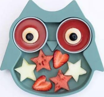 Assiette ventousée en silicone avec compartiments amovibles Chouette - Bleu (TIDY TOT) - Couverture