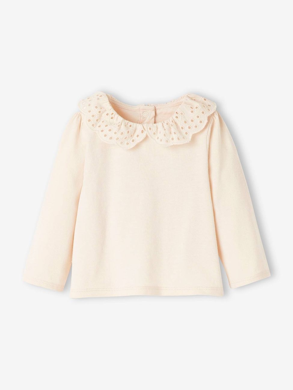 T-shirt bébé col brodé manches longues beige clair (Vertbaudet) - Couverture