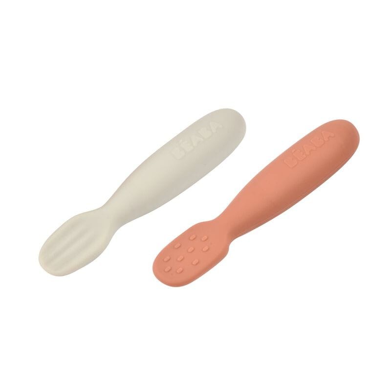 Lot de 2 pré-cuillères d'apprentissage en terracotta + velvet grey (Béaba) - Couverture