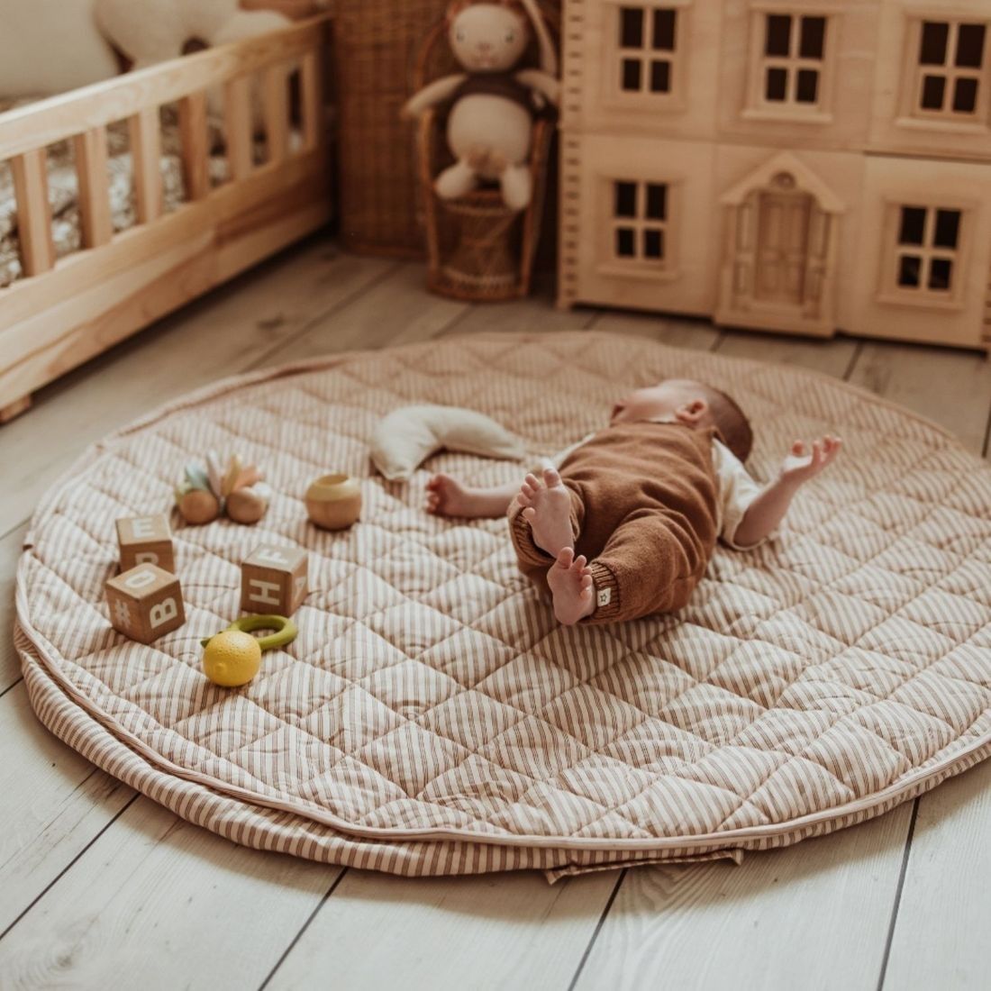 Tapis de jeu nomade 2 en 1 Organic Stripes Brown (Play&Go) - Couverture