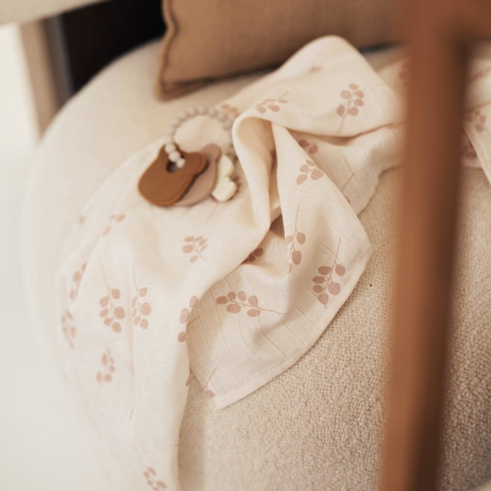Lot de 2 maxi langes en gaze de coton Twig Wild Rose (115 x 115 cm) (Jollein) - Couverture