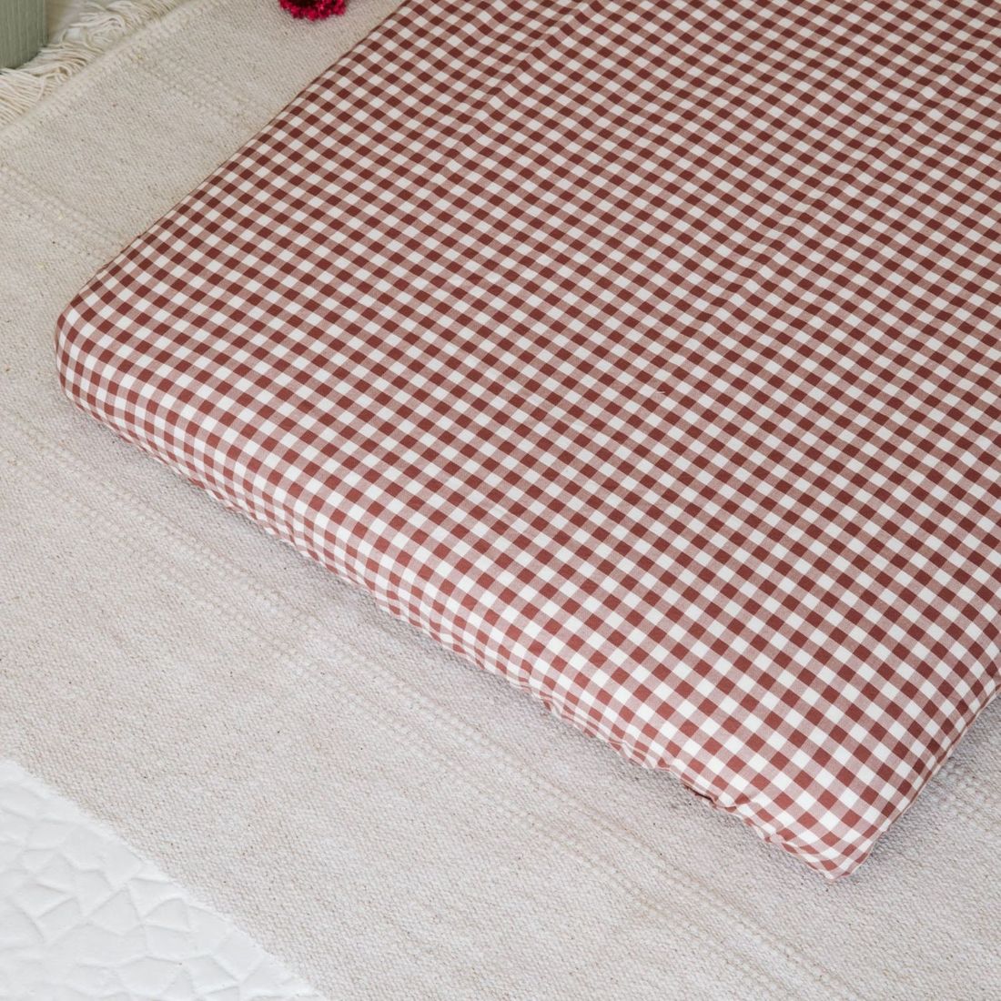 Drap housse berceau Percale de Coton Bio Vichy Vichy Sienne (Kadolis) - Couverture