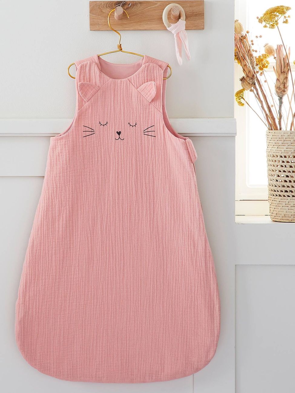 Gigoteuse été en gaze de coton bio* JOLI CAT rose (Vertbaudet) - Couverture