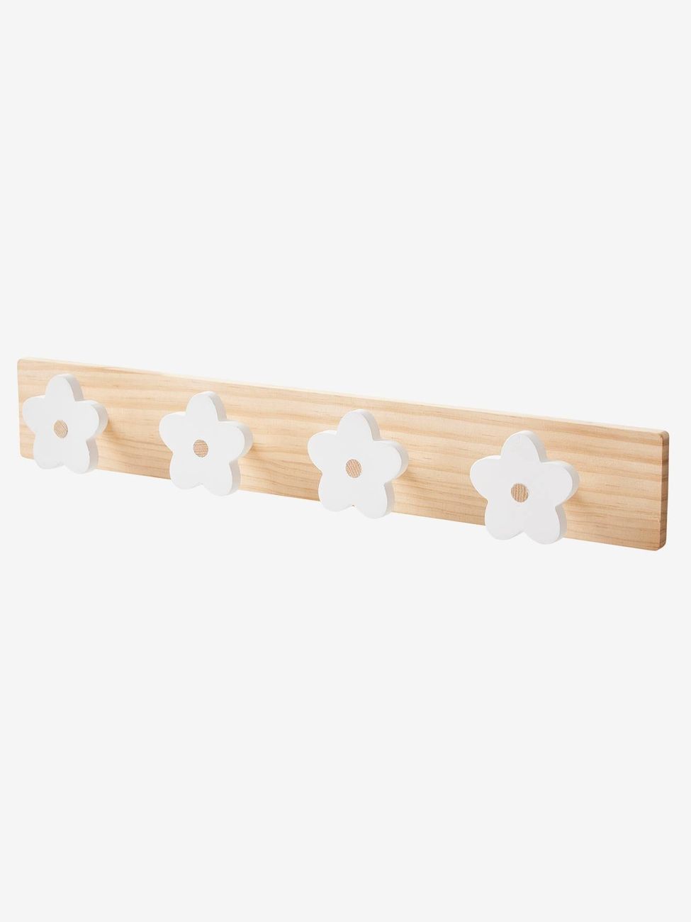 Patère en bois avec 4 fleurs blanc (Vertbaudet) - Couverture