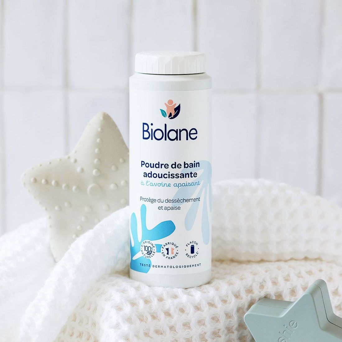 Poudre de bain adoucissante à l'avoine apaisant 75 g - Blanc (Biolane) - Couverture