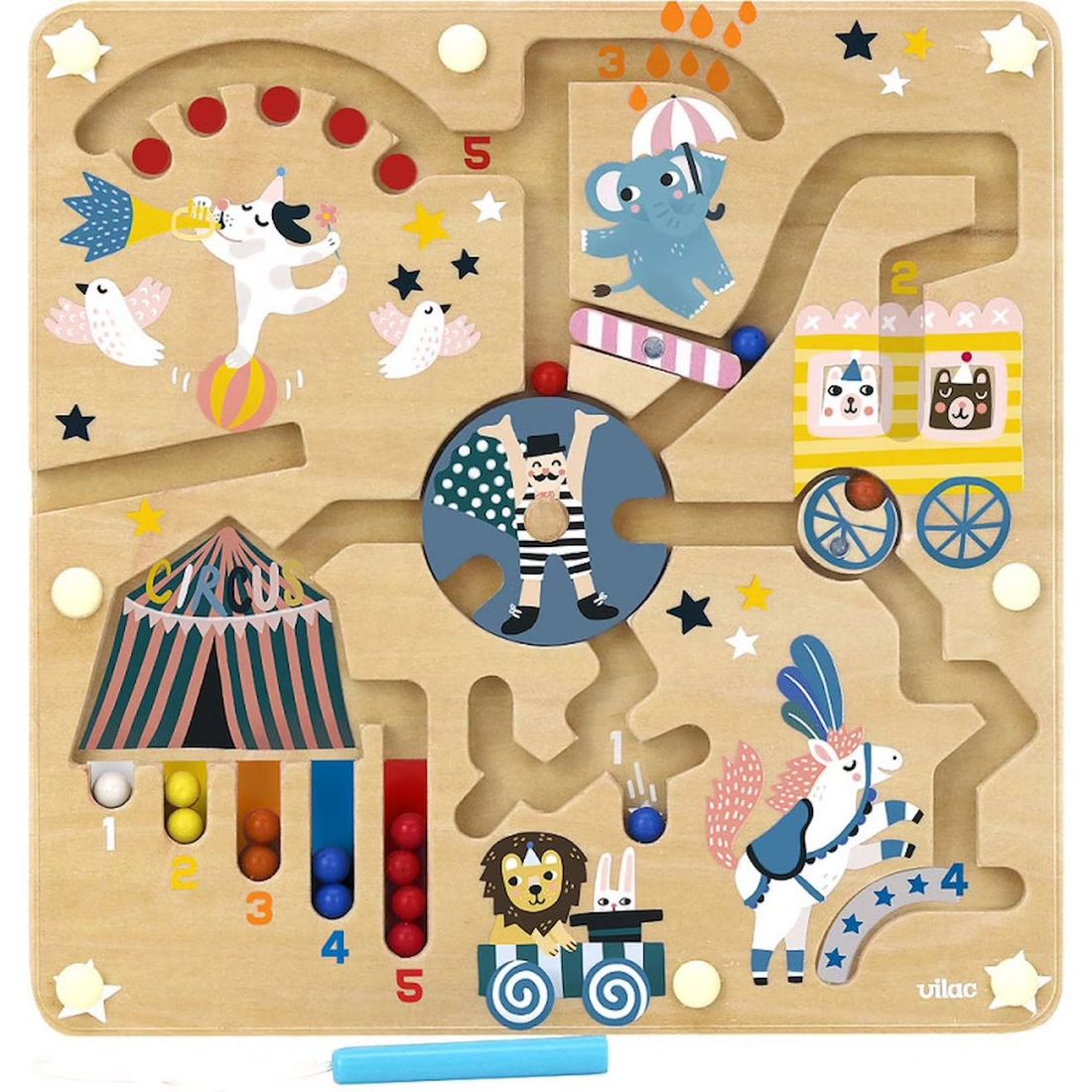 Labyrinthe Magnétique Circus M. Carlslund Bleu (Vilac) - Couverture
