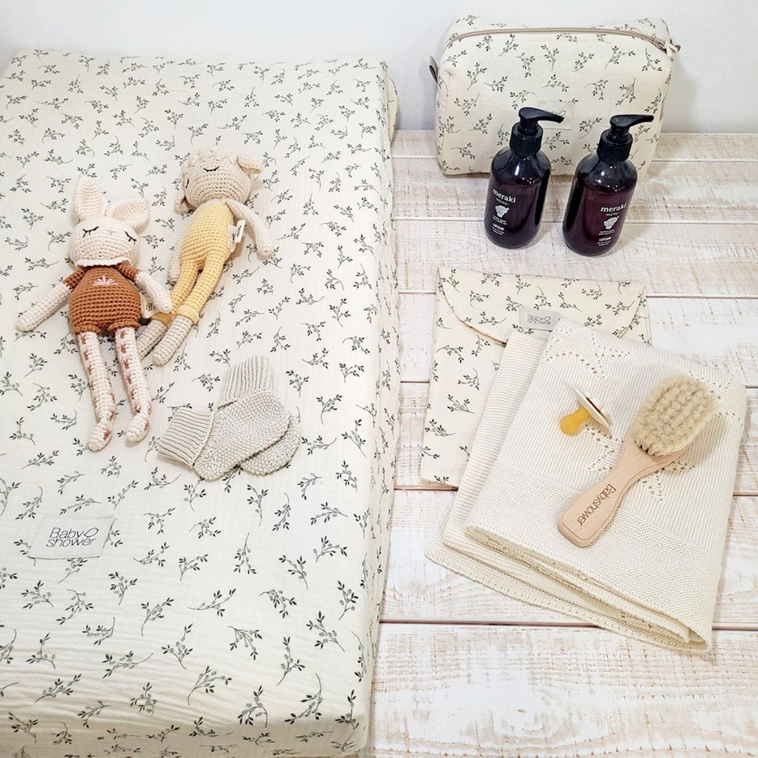 Housse de matelas à langer Olive Bloom (72 x 45 cm) (Babyshower) - Couverture