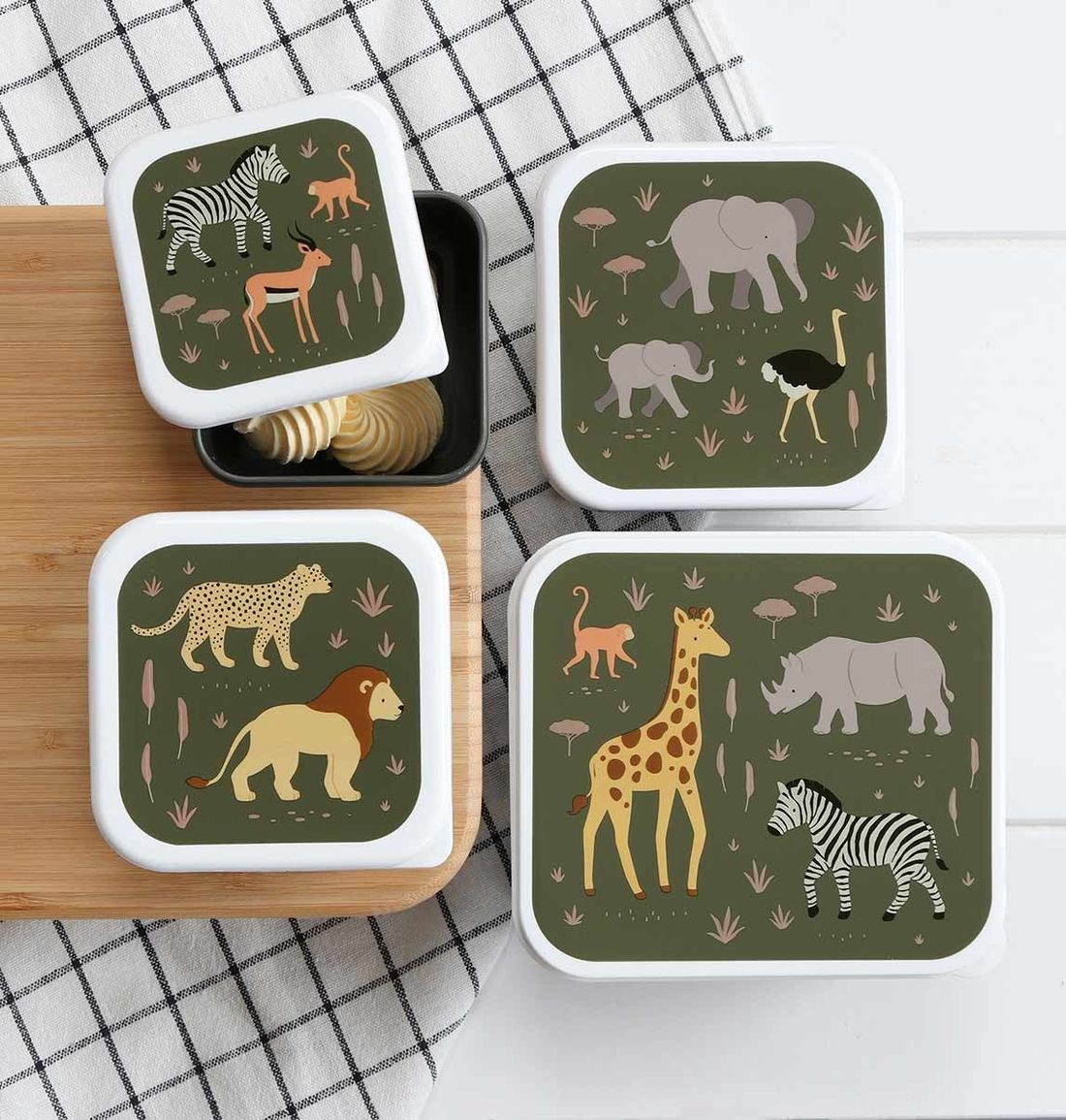 Lot de 4 boîtes à goûter Savane (A Little Lovely Company) - Couverture