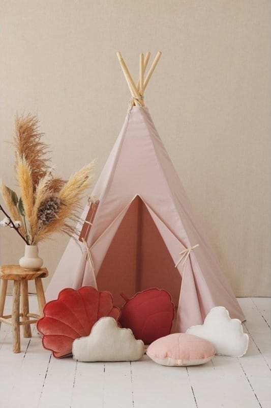 Tente tipi avec tapis rose et beige (Moi Mili) - Couverture