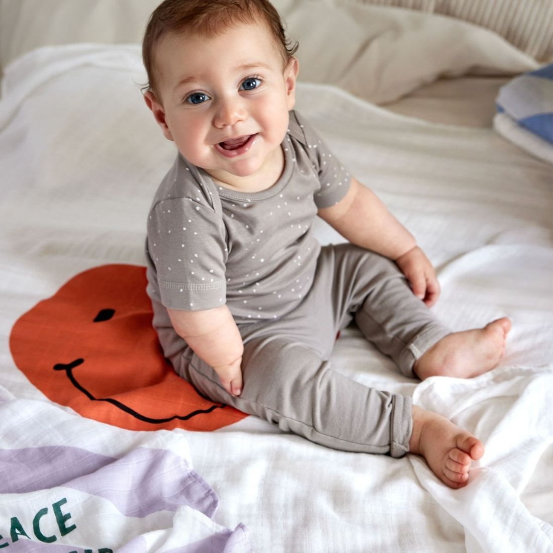 Lot de 2 langes Happy Rascals Coeur lavande (120 x 120 cm) (Lassig) - Couverture