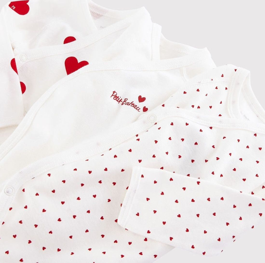 Lot de 3 bodies croisés cœur rouge manches longues bébé (CŒUR_ROUGE) - Couverture