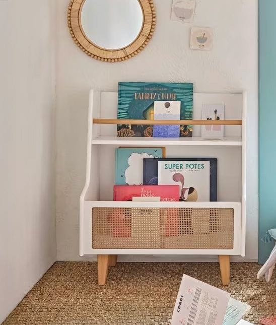 Range-livres blanc et cannage rotin (Maisons du Monde) - Couverture