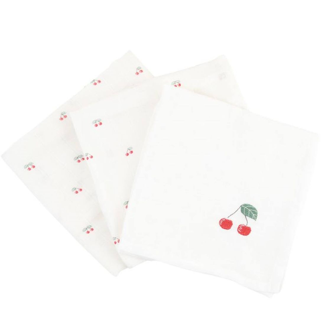 Lot De 3 Langes Gaze De Coton Bio Cerises (Little Crevette) - Couverture