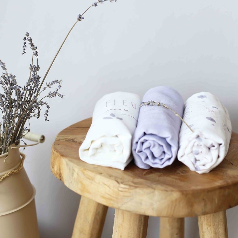 Lot de 3 langes en mousseline de coton Lavandoux (70 x 70 cm) (Trois Kilos Sept) - Couverture