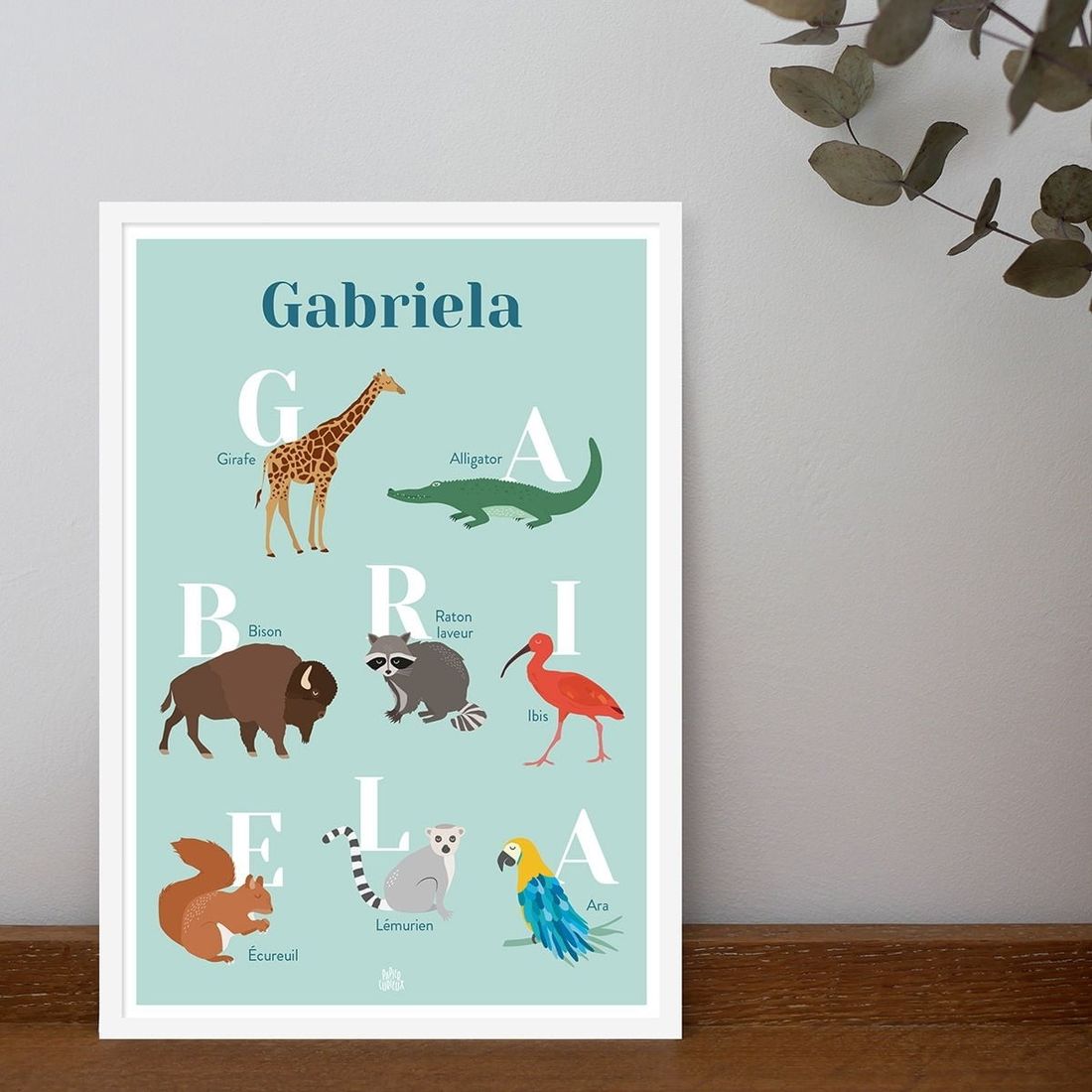 Affiche Abécédaire Animaux Personnalisable - Décoration Murale Enfant | Éducation Ludique - Imprimé en France - Vert - Vert (Papier Curieux) - Couverture