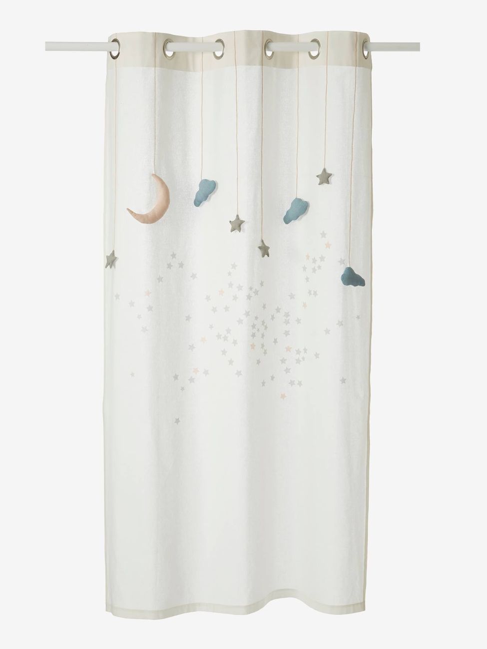 Rideau guirlande à œillets tamisant nuage et étoiles blanc (Vertbaudet) - Couverture