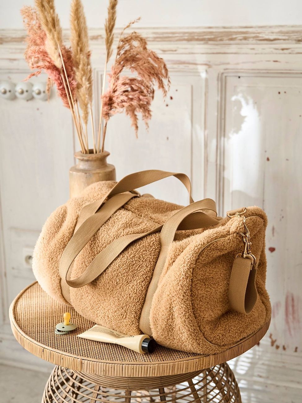 Sac à langer Baby Roll en peluche beige (Vertbaudet) - Couverture