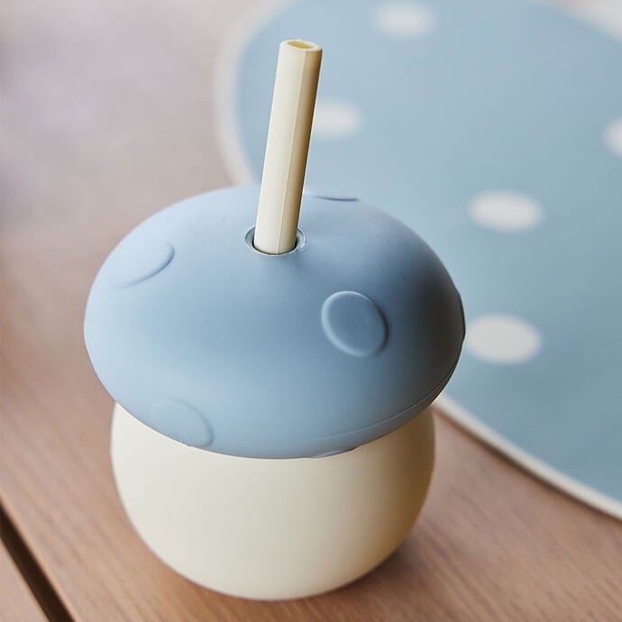 Verre avec Paille Champignon - Off White Blue (Oyoy Mini) - Couverture