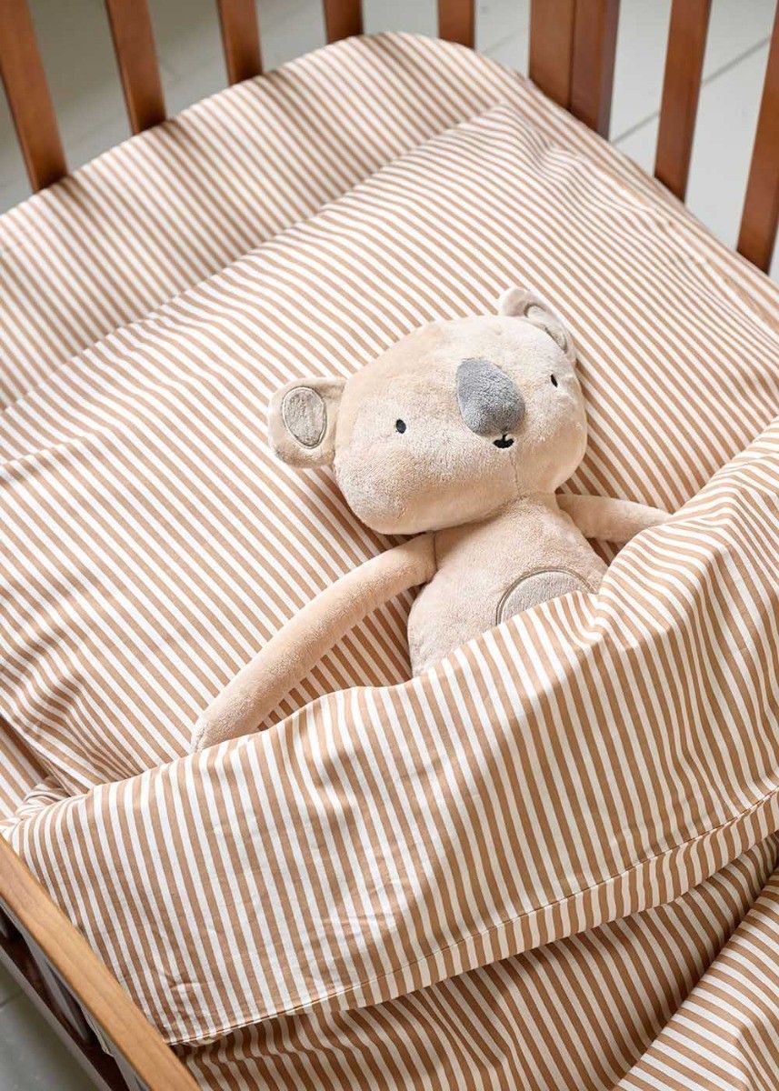 Petite Amélie | Drap-housse bébé | Coton biologique GOTS | Beige et Caramel | 70x140 cm pour matelas de 16 cm d'épaisseur (Petite Amélie) - Couverture