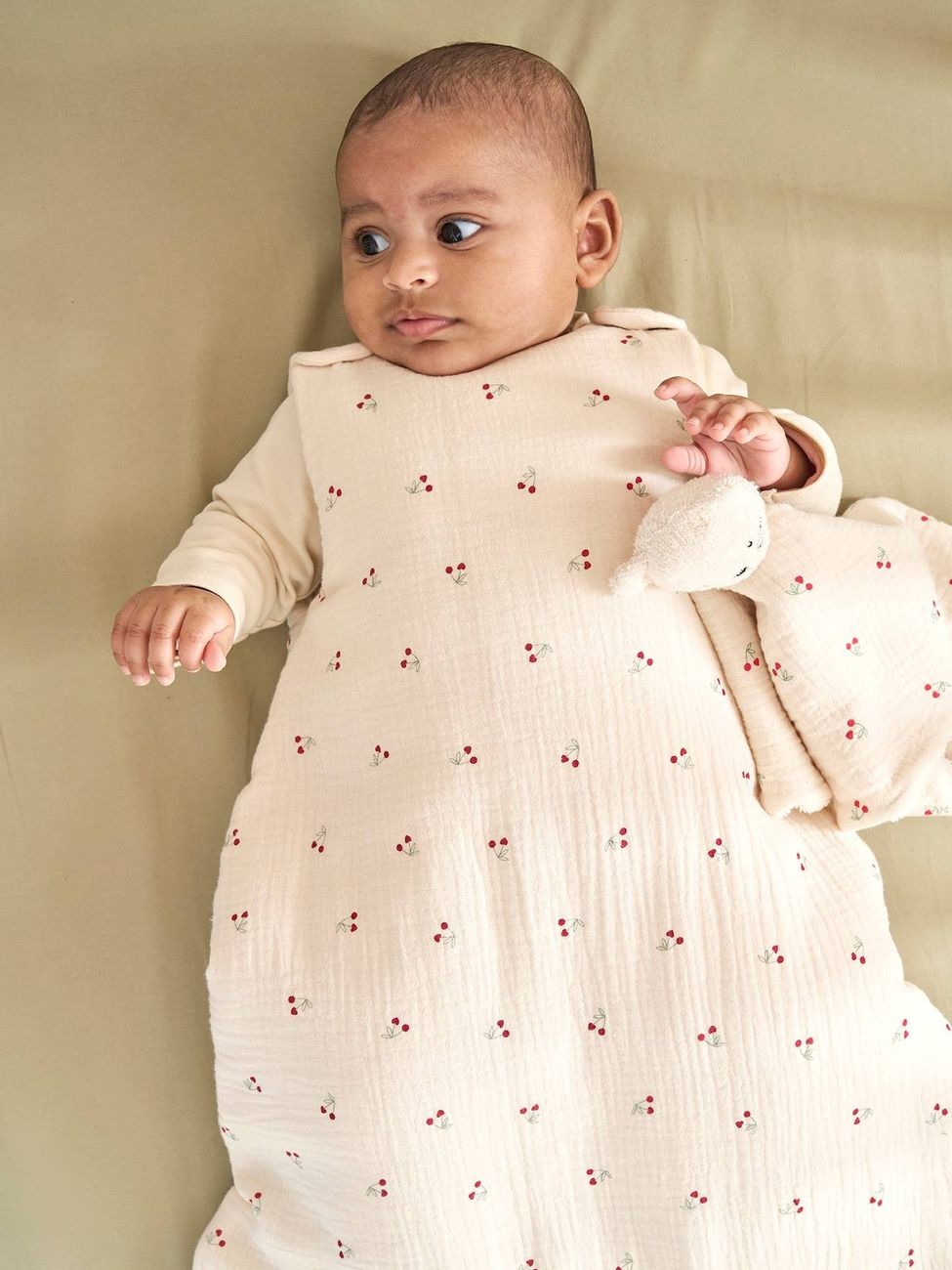Gigoteuse sans manches CHERRY personnalisable beige imprimé (Vertbaudet) - Couverture