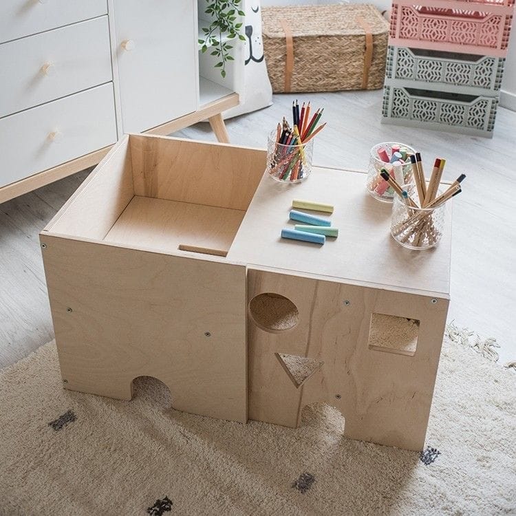 PimPamPoum - Cube bureau bois naturel