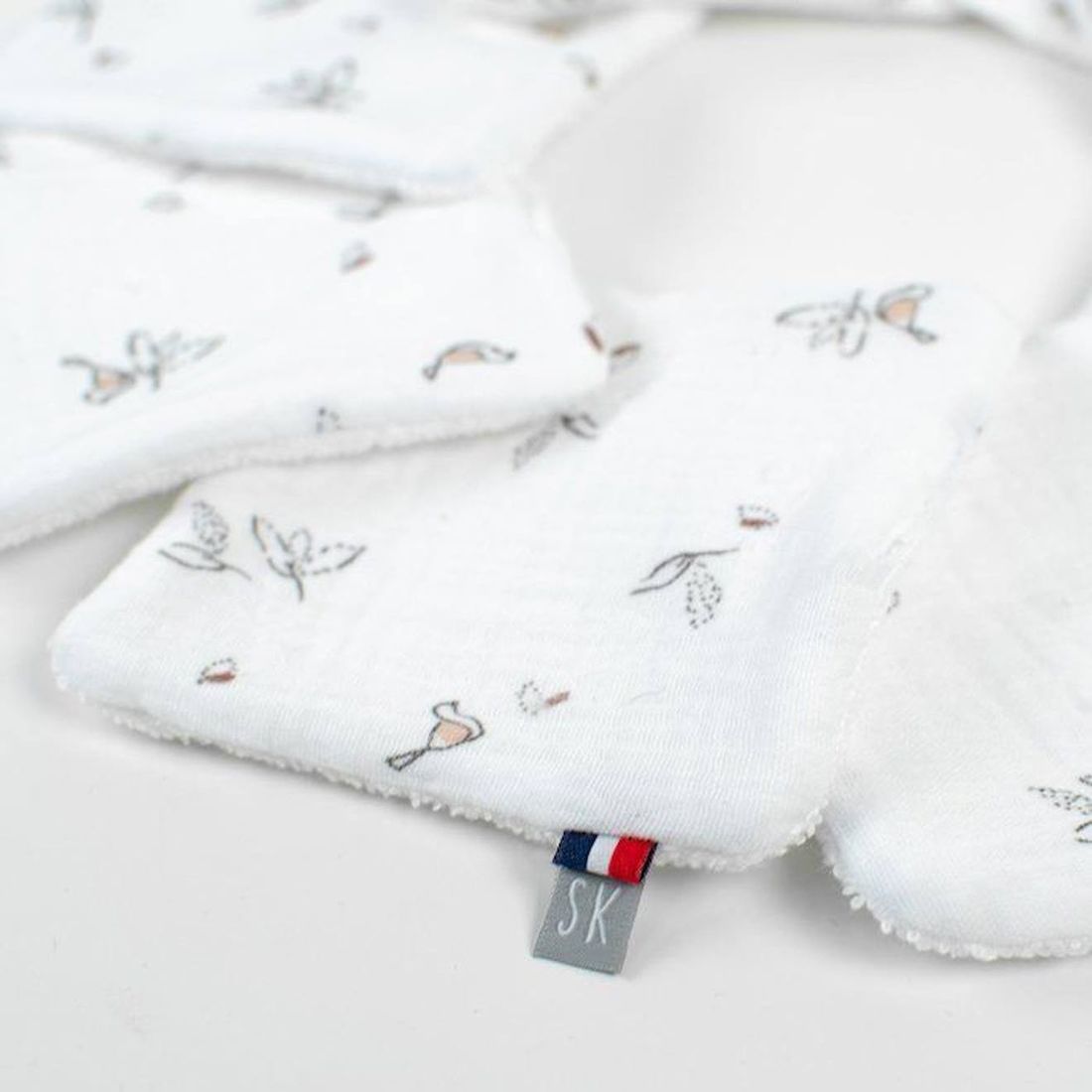 Lingettes Bébé Lavables En Coton 8 Pièces Stella Melody, Blanc Imprimé Minimali (Sevira Kids) - Couverture