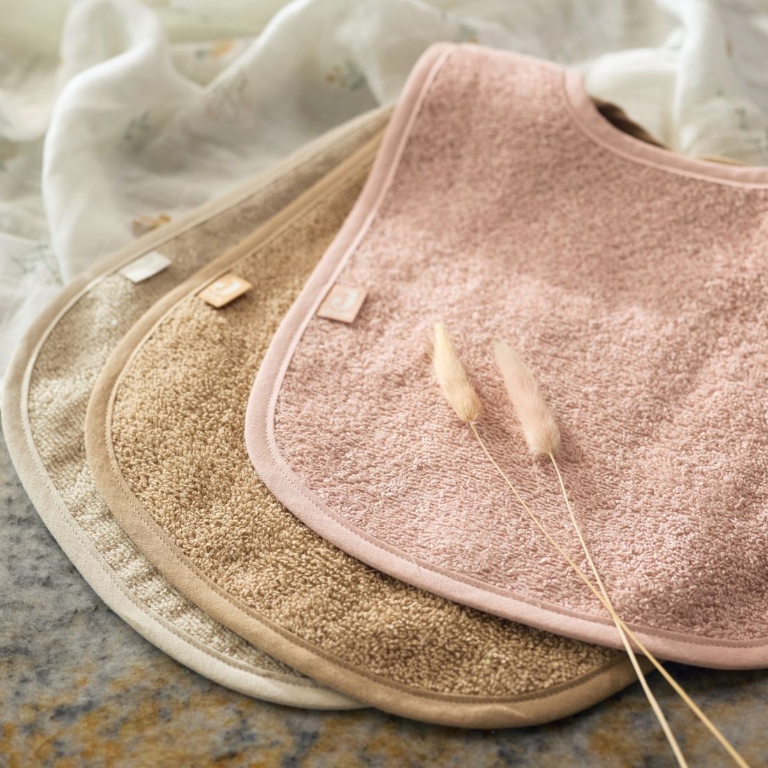 Lot de 3 bavoirs en éponge Wild Rose-Nougat-Biscuit (Jollein) - Couverture