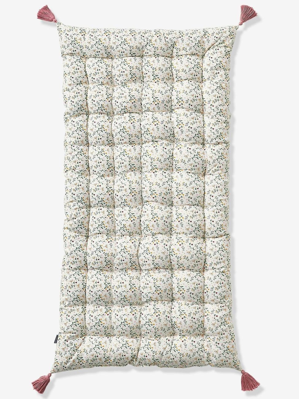 Matelas de sol avec pompons FLEURETTES écru / multicolore (Vertbaudet) - Couverture