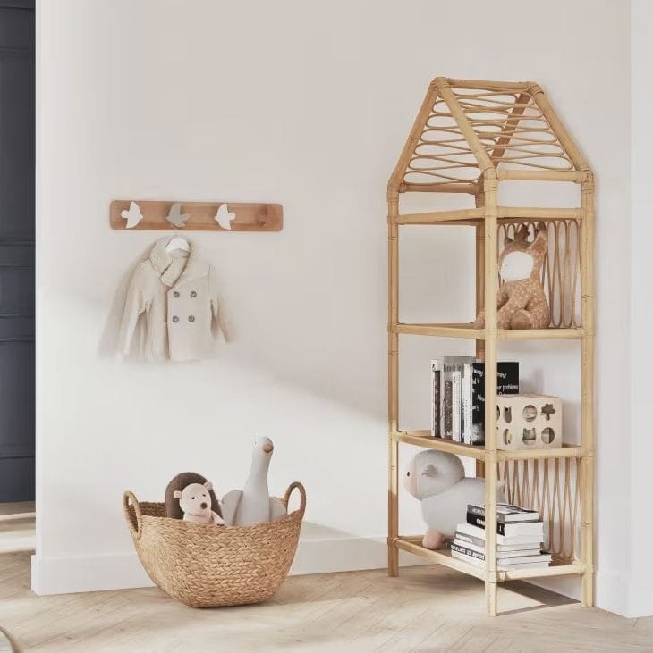 Bibliothèque maison enfant en rotin et bambou beige (Maisons du Monde) - Couverture