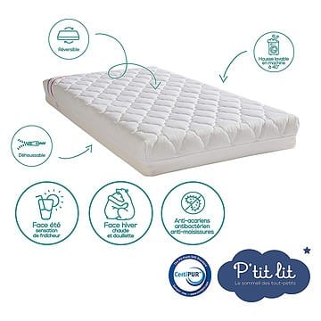 Matelas Mon P'tit Matelas Climatisé Anti-acariens - 70 x 140 cm (P'Tit Lit) - Couverture