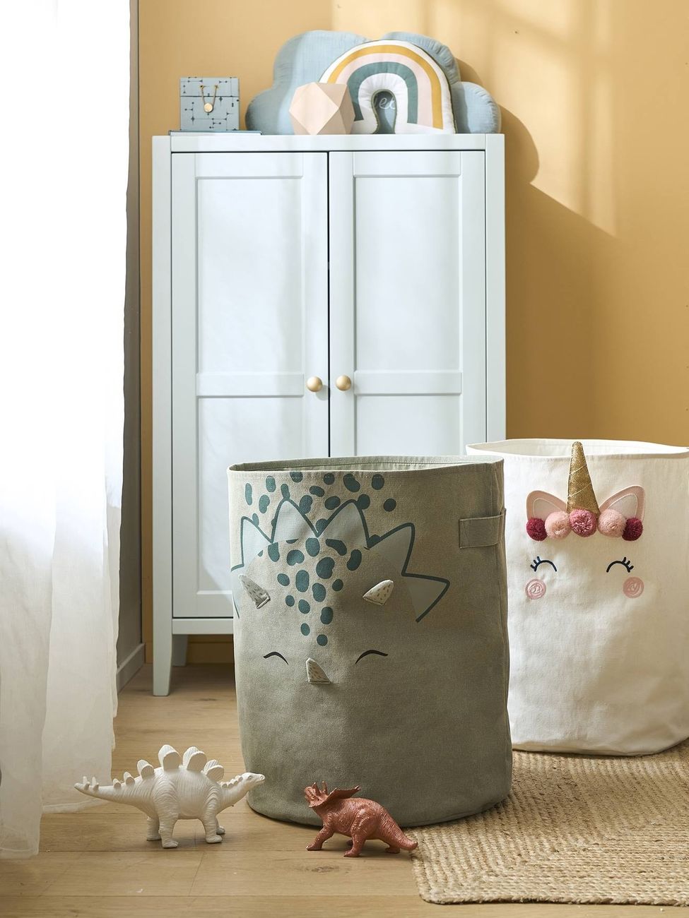 Panier de rangement XL Dinosaure kaki (Vertbaudet) - Couverture
