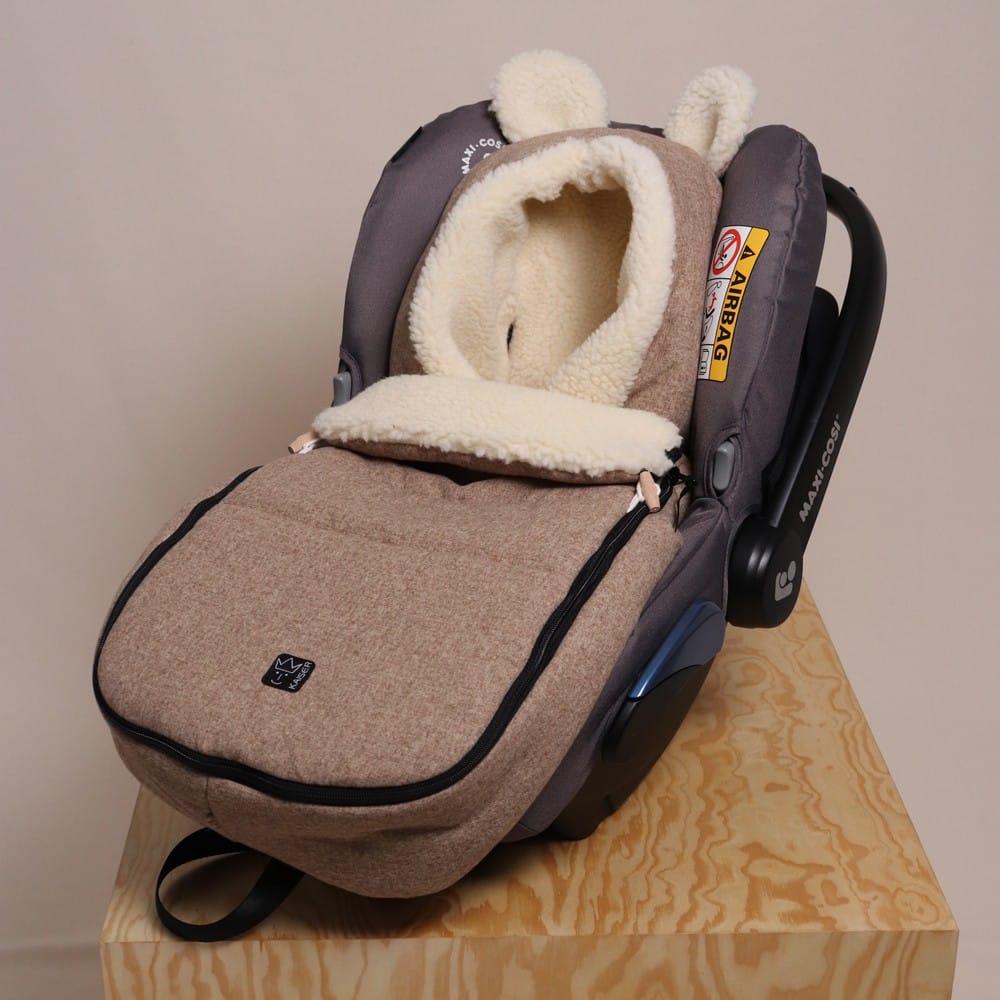 Chancelière capuche souris en laine marron (0-12 mois) (Kaiser) - Couverture